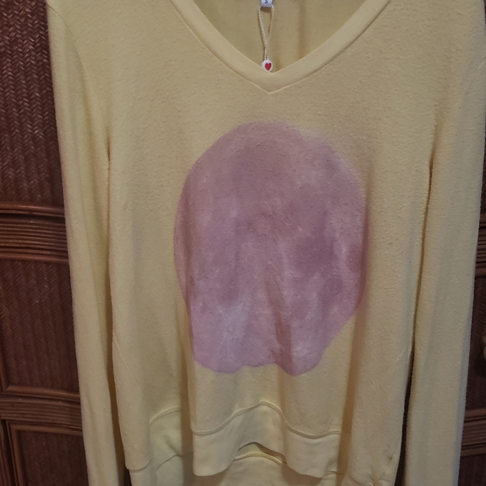 Wildfox V-Neck Pink Moon Jumper